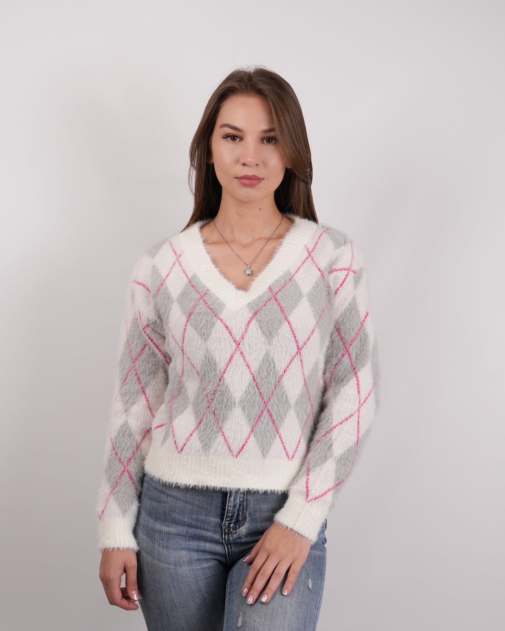 SUÉTER TEJIDO BLANCO GRIS MSA123