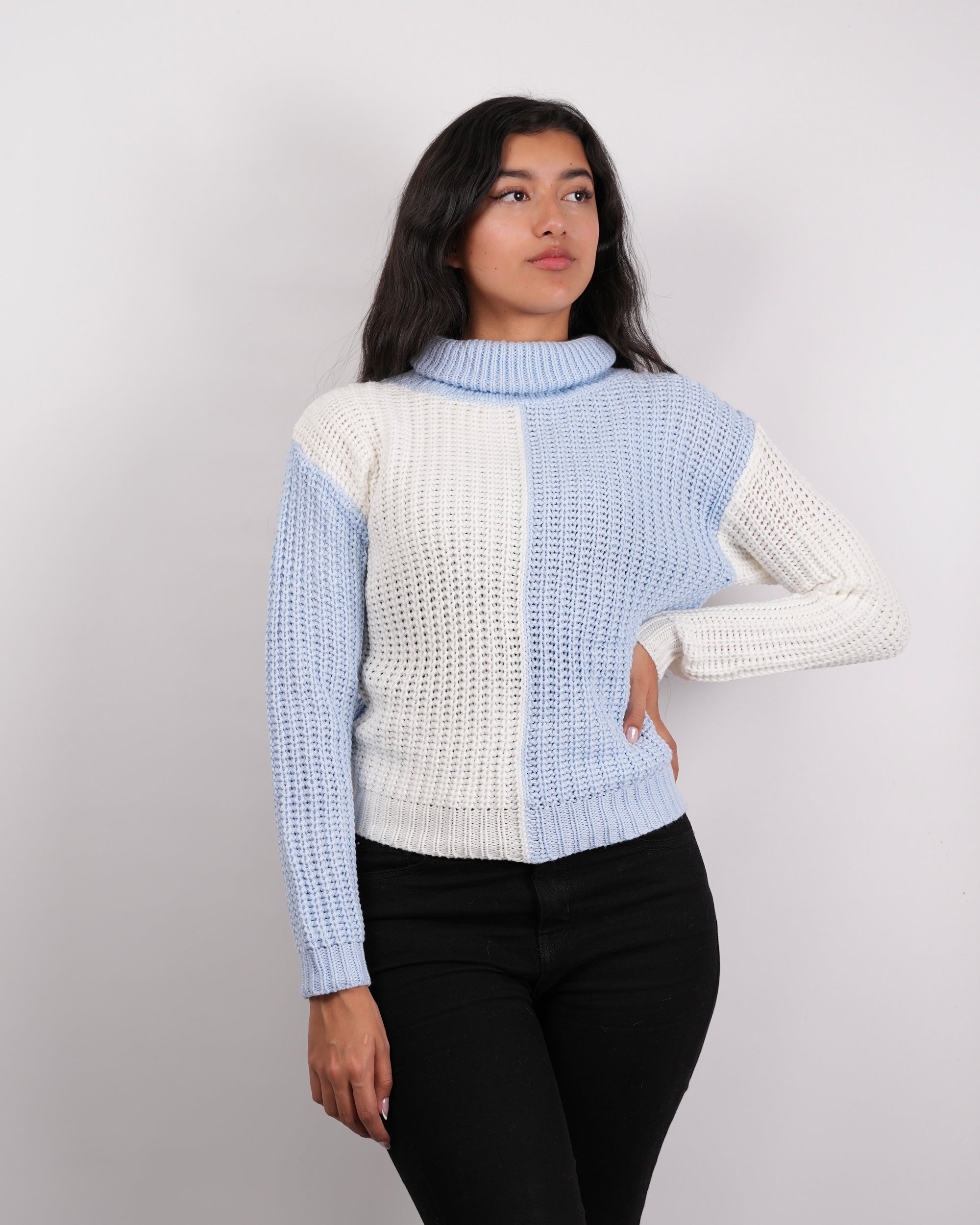 SUÉTER TEJIDO MSA128 AZUL/BLANCO