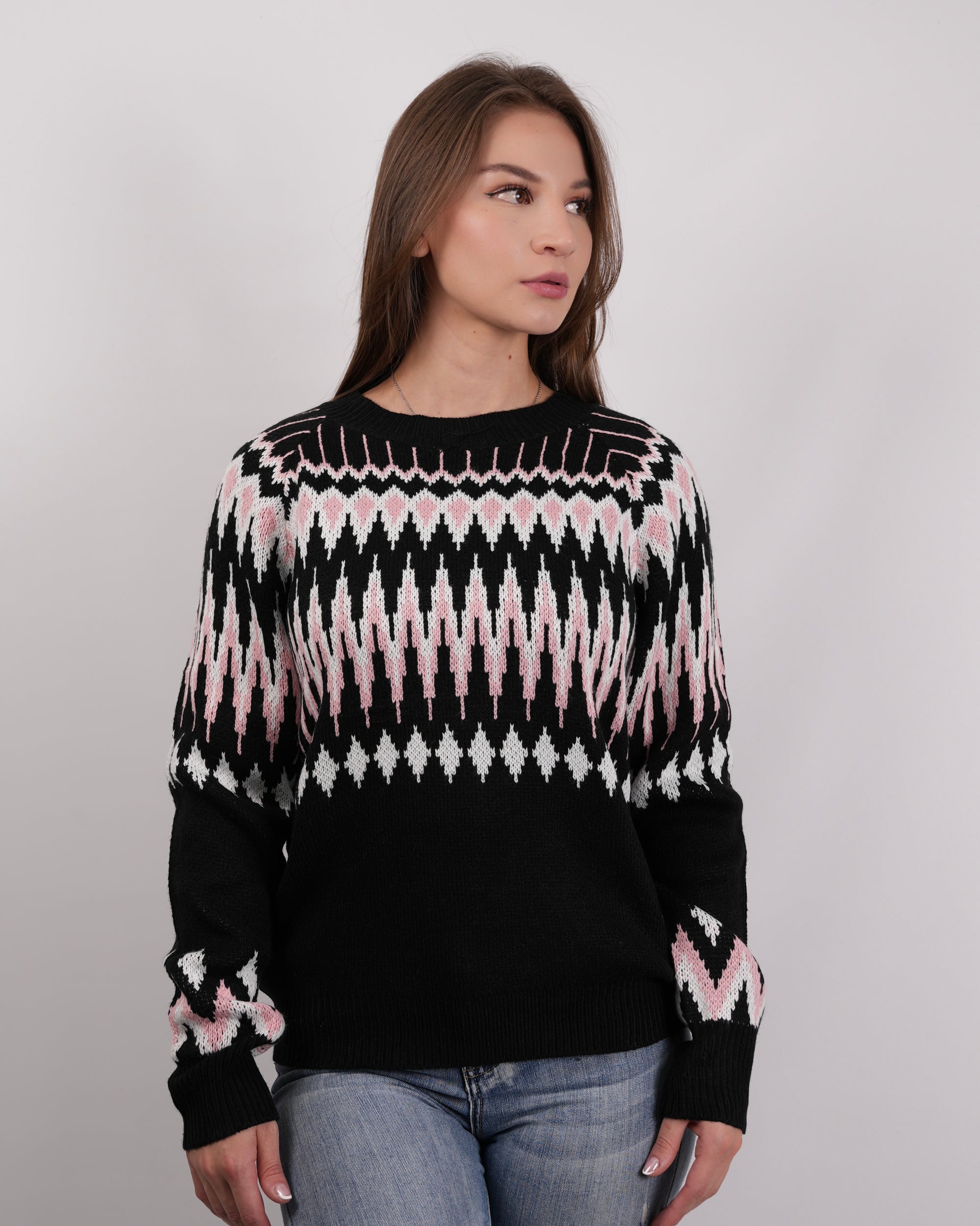 SUÉTER MSA163 NEGRO/ROSA