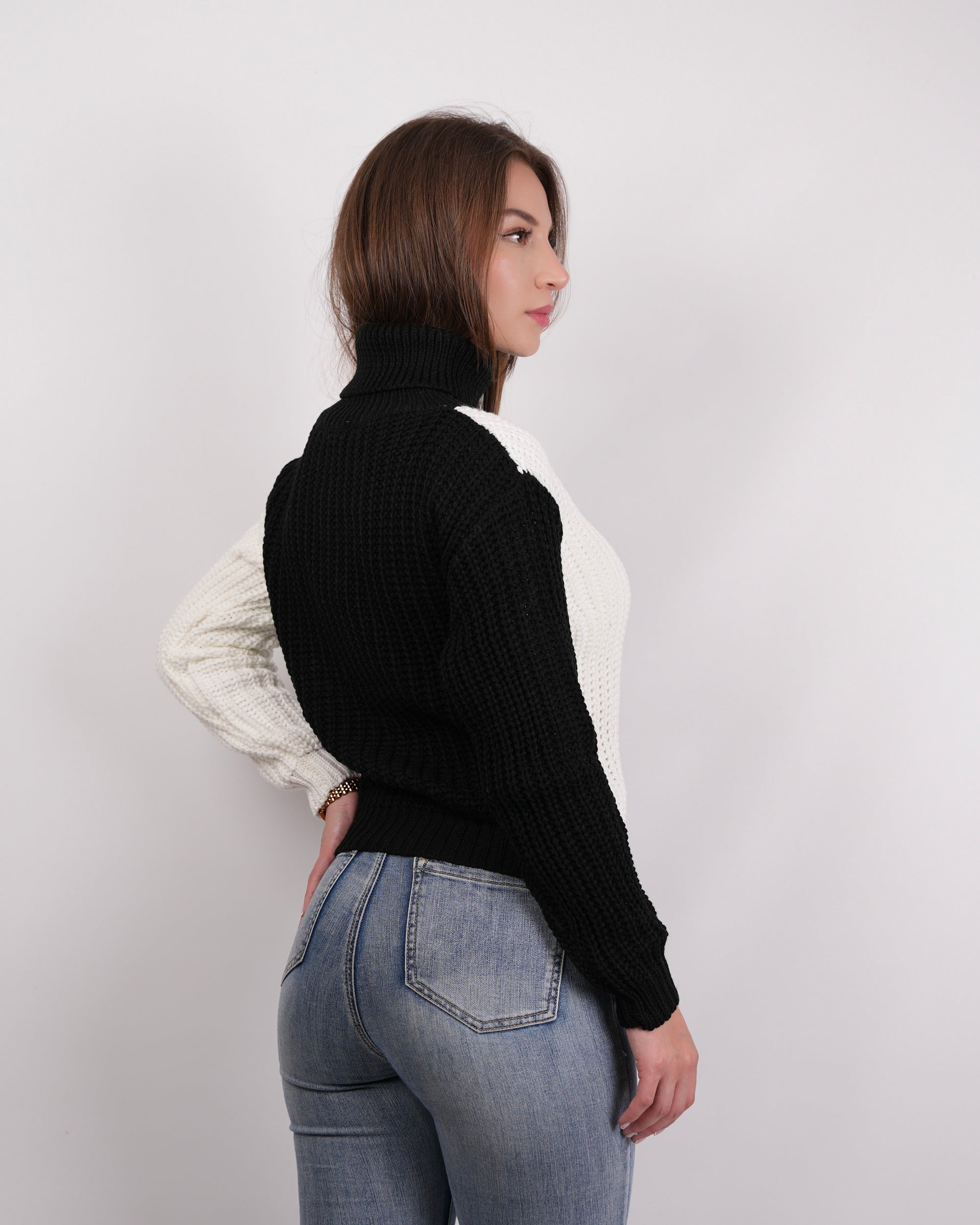 SUÉTER TEJIDO MSA128 NEGRO/BLANCO