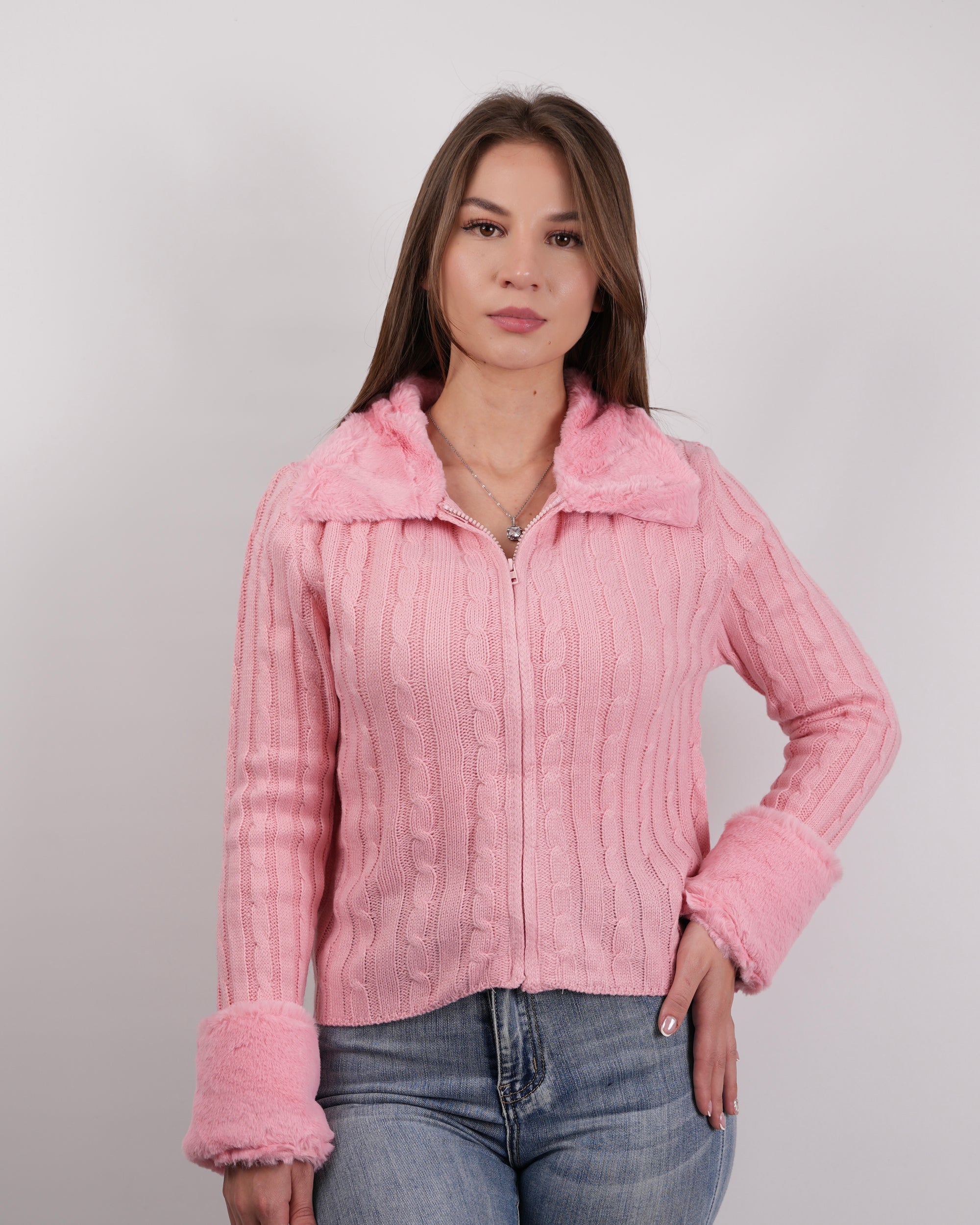 SUÉTER CON CREMALLERA ROSADO MSA110