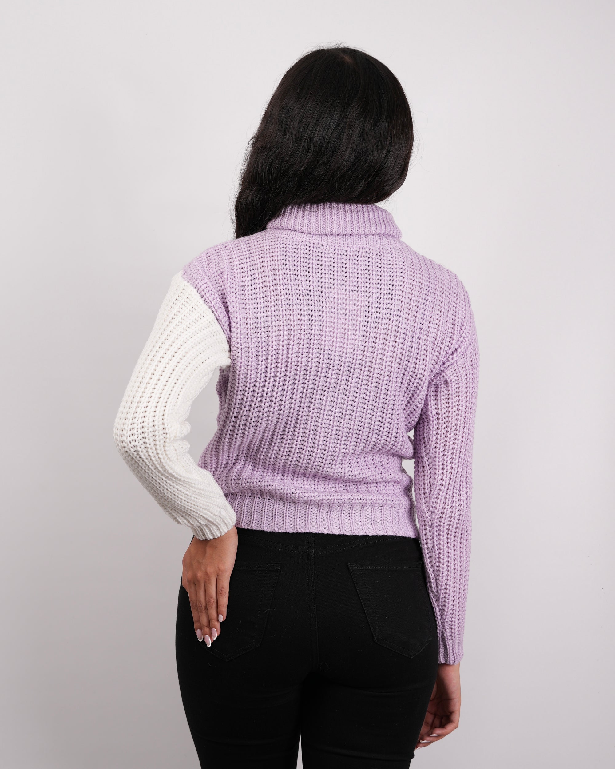 SUÉTER TEJIDO MSA128 LILA/BLANCO