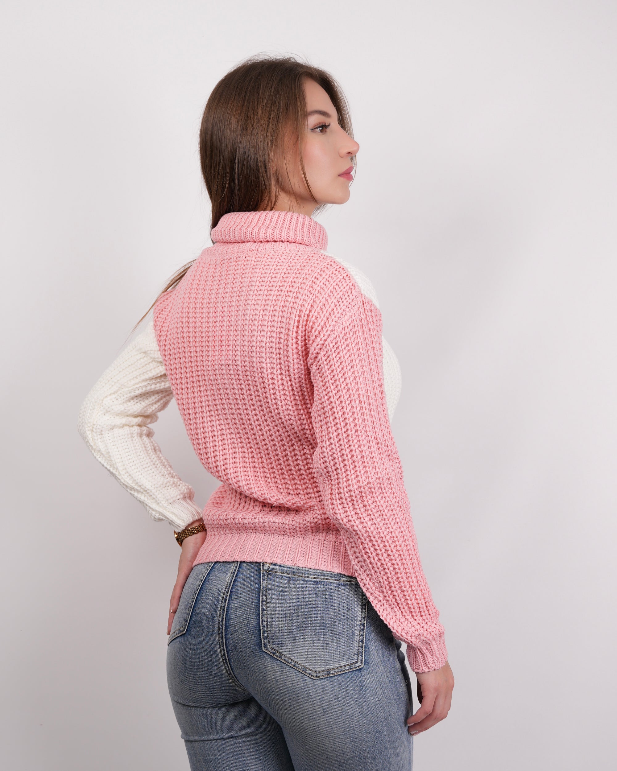 SUÉTER TEJIDO ROSADO/BLANCO MSA128