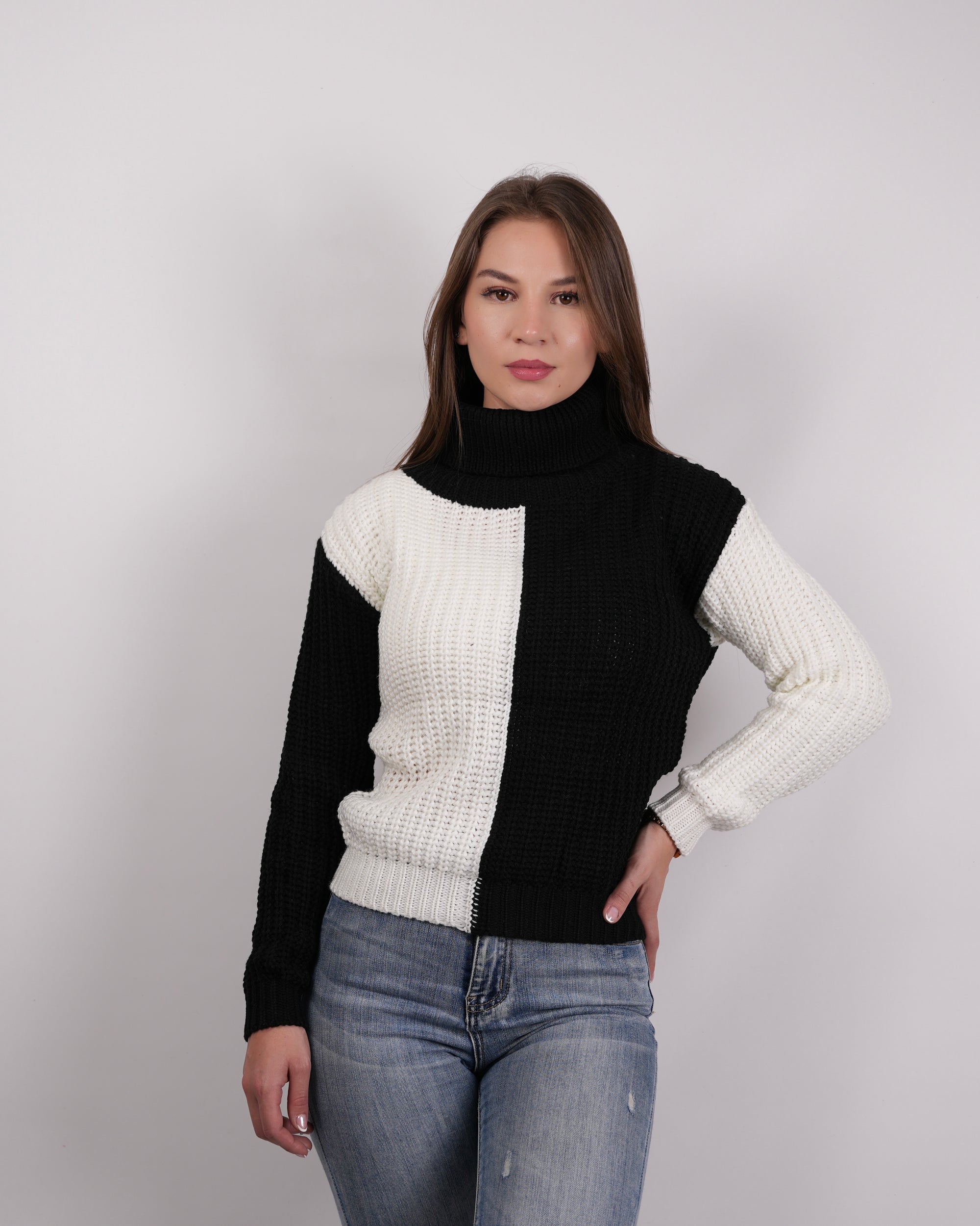 SUÉTER TEJIDO MSA128 NEGRO/BLANCO