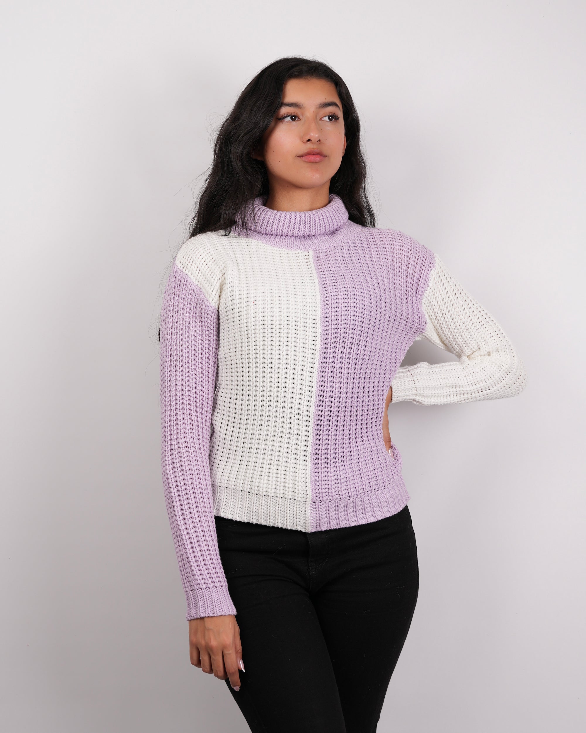 SUÉTER TEJIDO MSA128 LILA/BLANCO