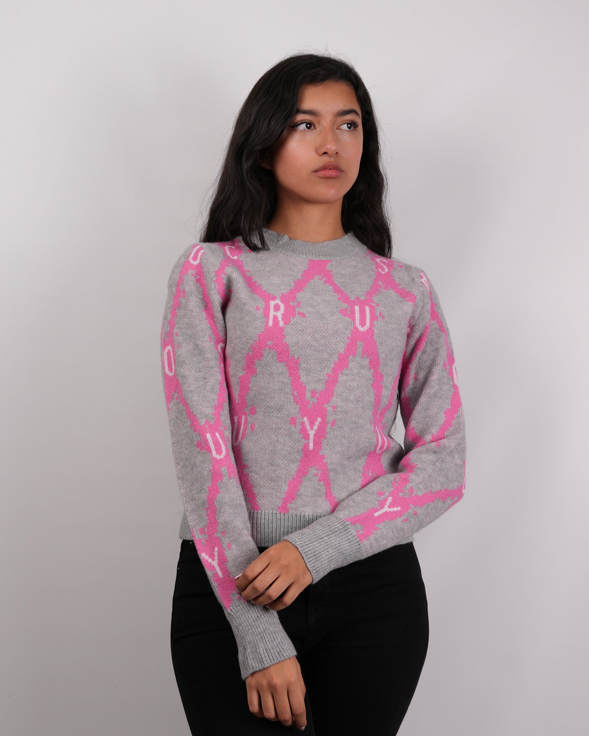 SUÉTER ALGODON GRIS-FUXIA  MSA155