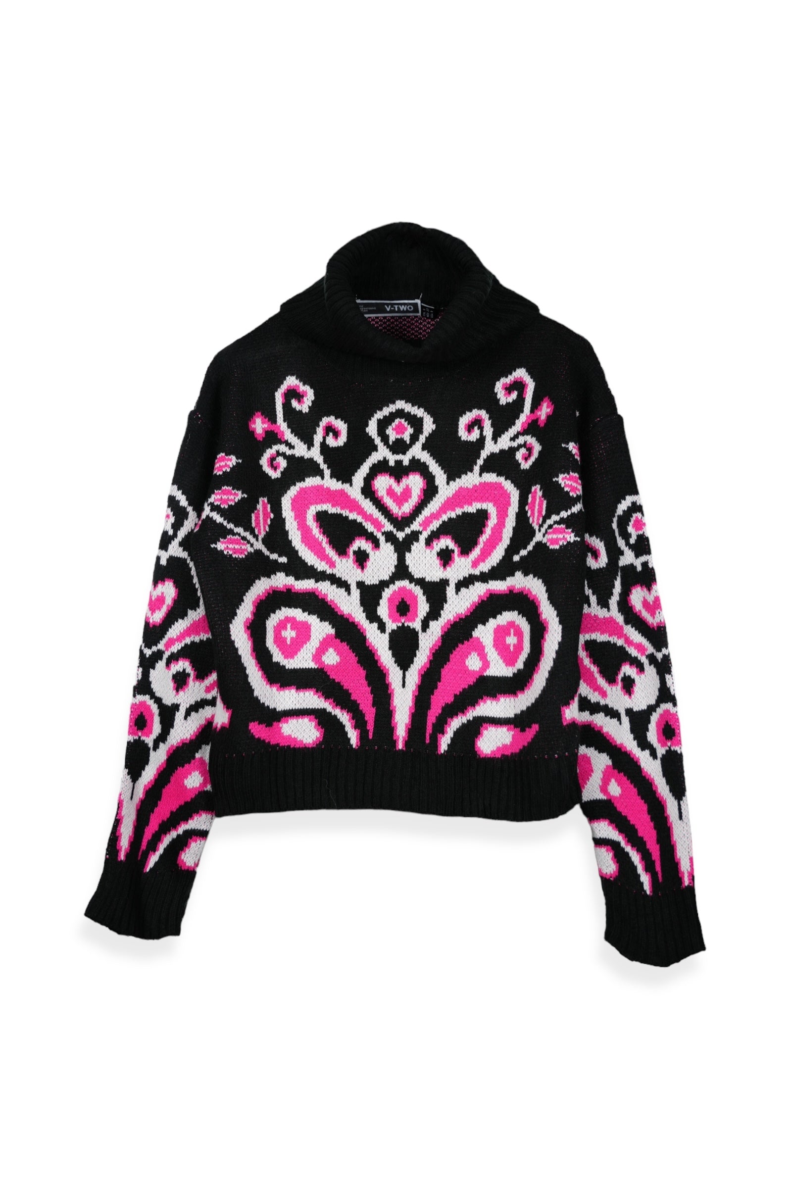 SUÉTER MSA165 NEGRO-FUXIA-PERLA