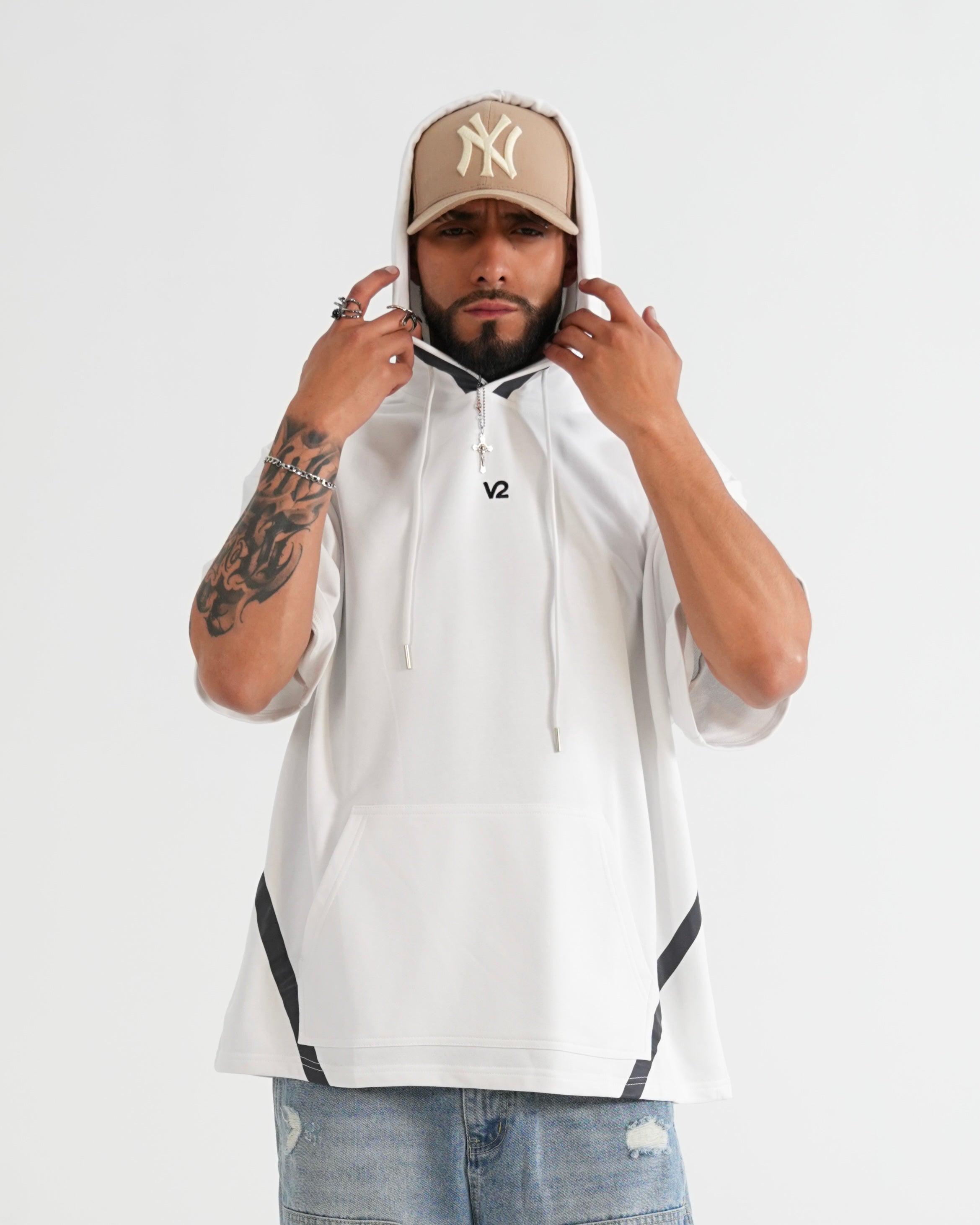 HOODIE MANGA CORTA CA016 BLANCO