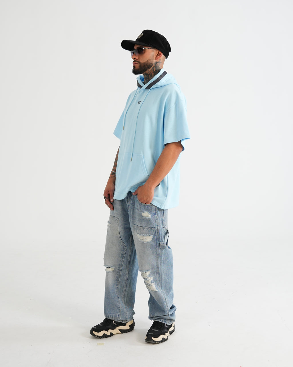 HOODIE MANGA CORTA CA016 AZUL C