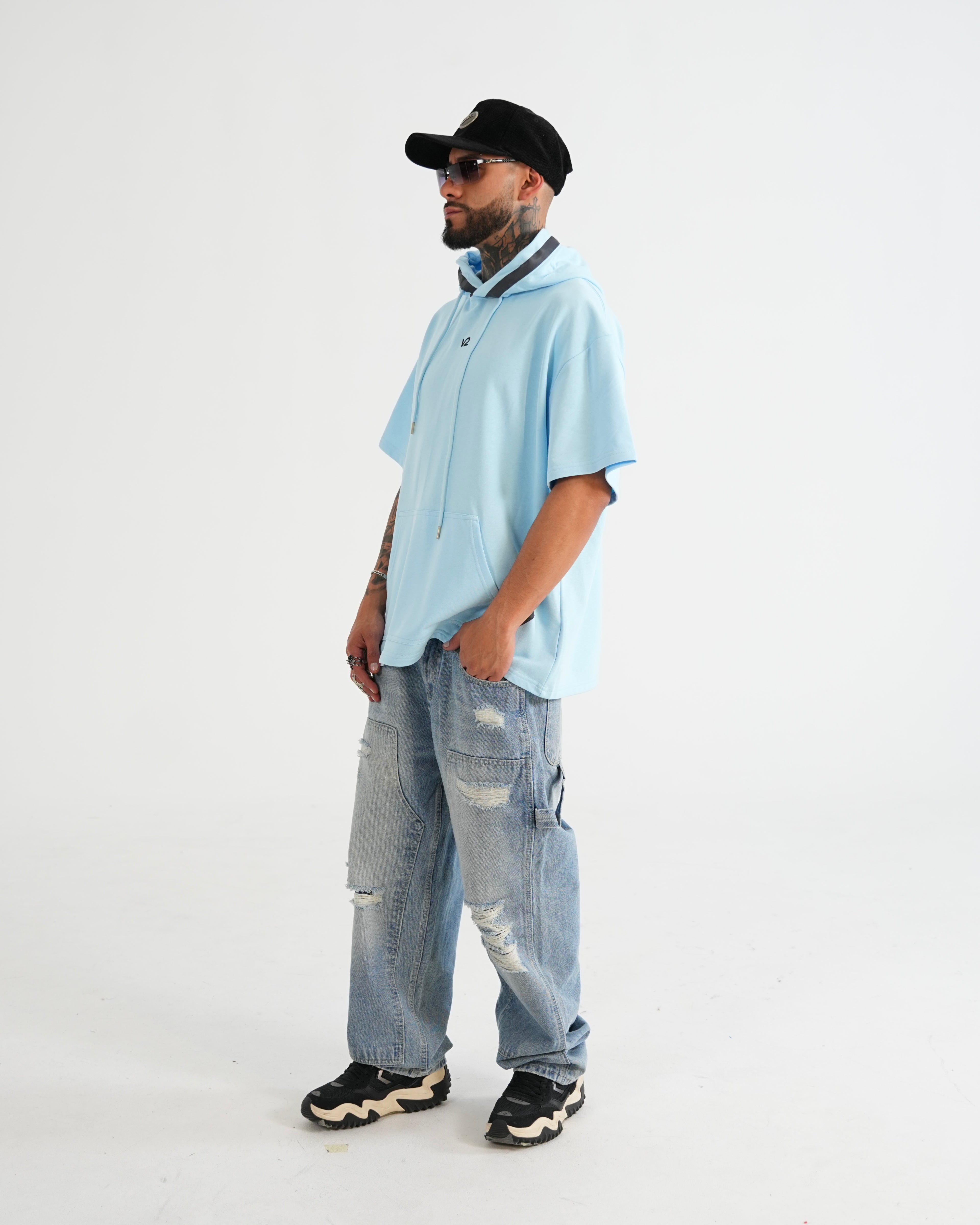 HOODIE MANGA CORTA CA016 AZUL C