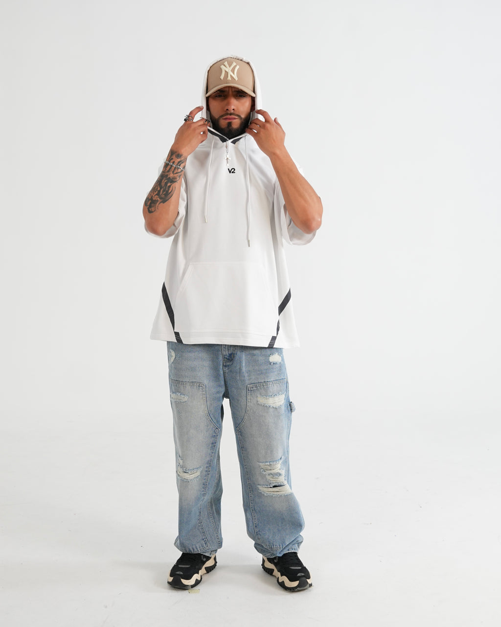 HOODIE MANGA CORTA CA016 BLANCO