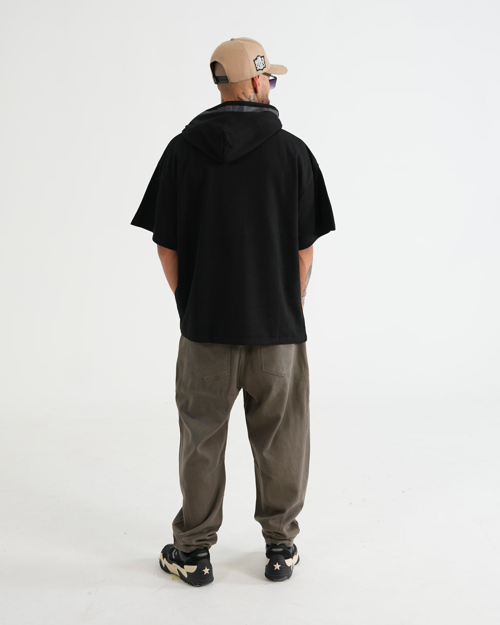 HODDIE MANGA CORTA CA016 NEGRO