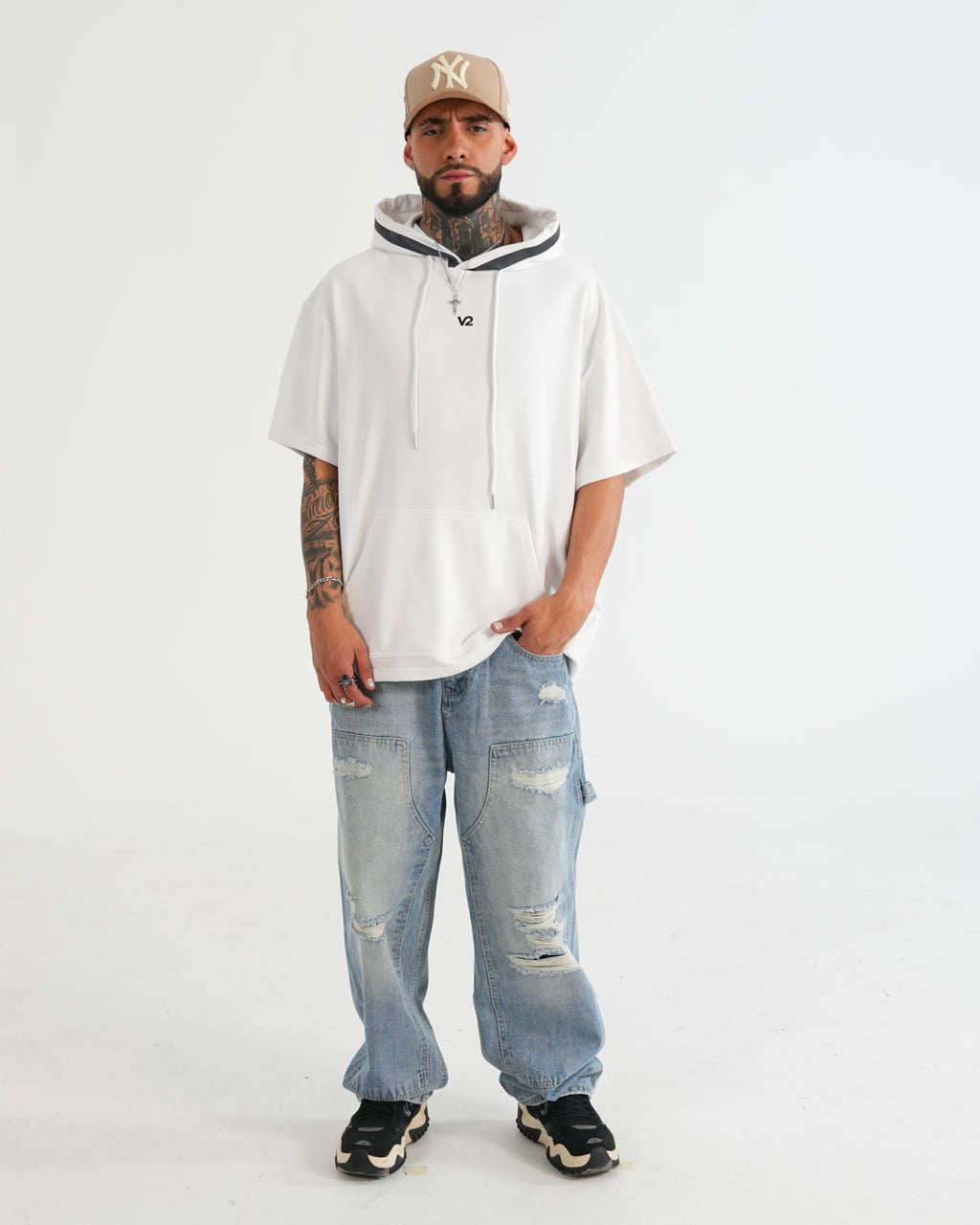 HOODIE MANGA CORTA CA016 BLANCO