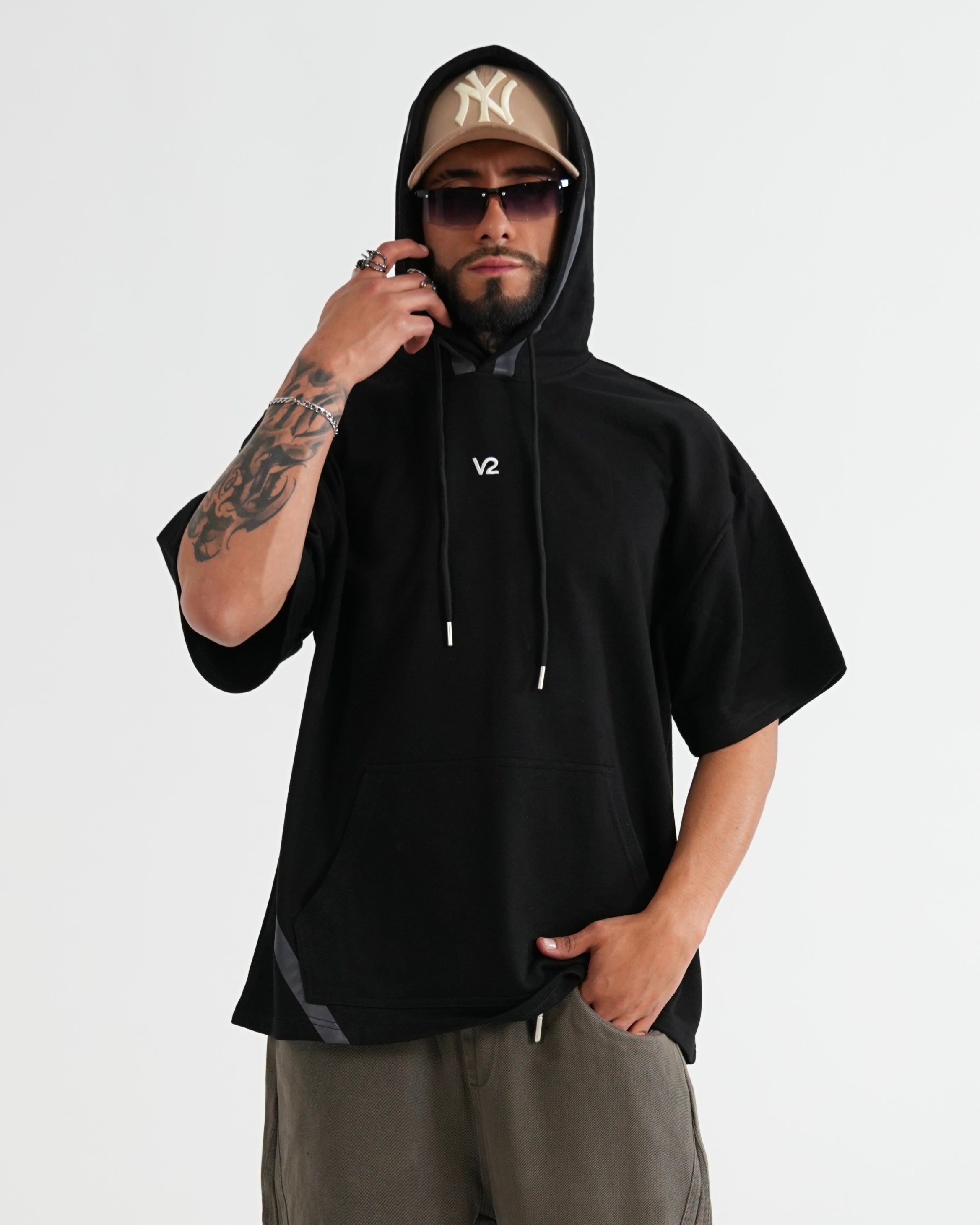 HODDIE MANGA CORTA CA016 NEGRO