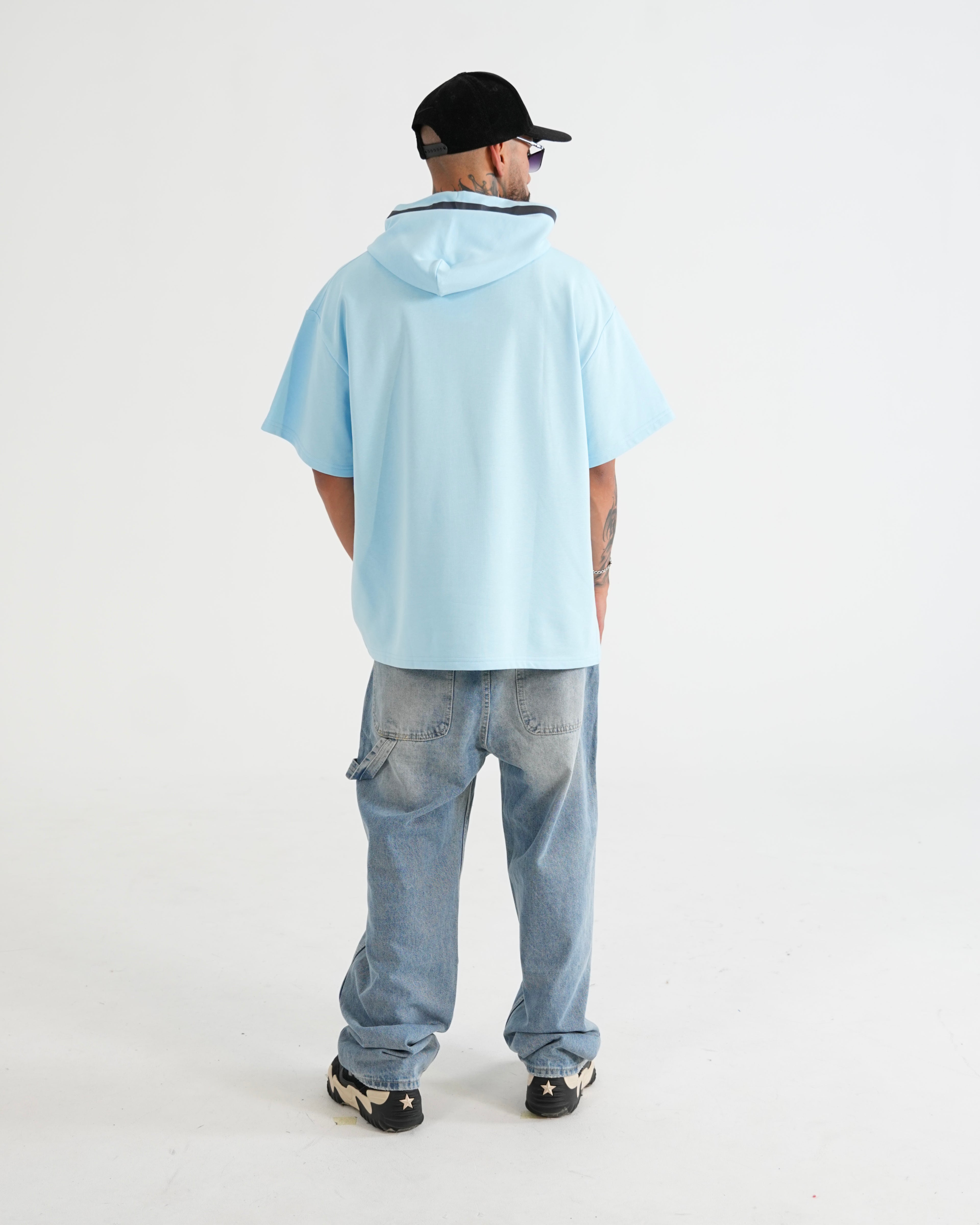 HOODIE MANGA CORTA CA016 AZUL C