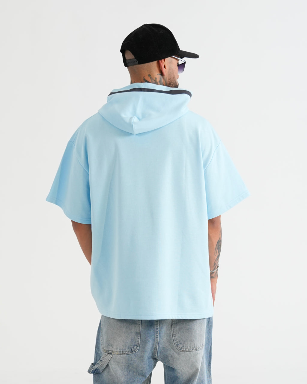 HOODIE MANGA CORTA CA016 AZUL C