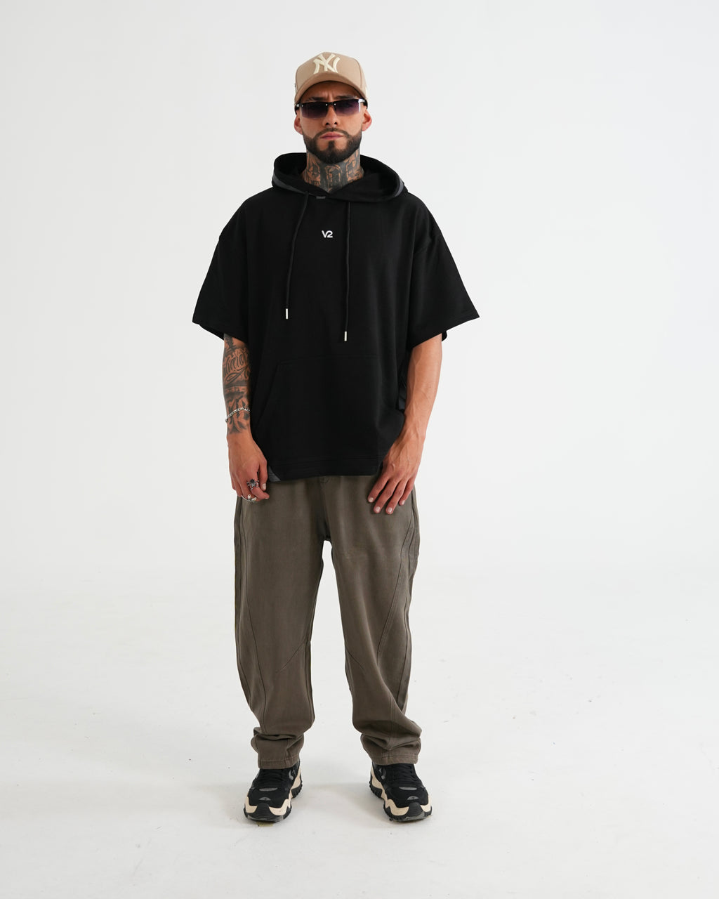 HODDIE MANGA CORTA CA016 NEGRO