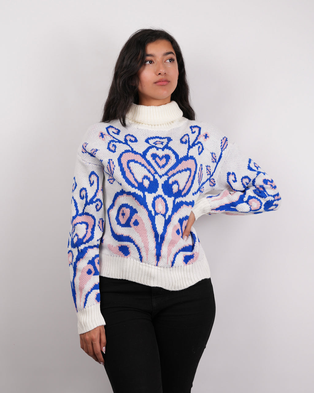 SUÉTER MSA165 PERLA-AZUL-ROSA