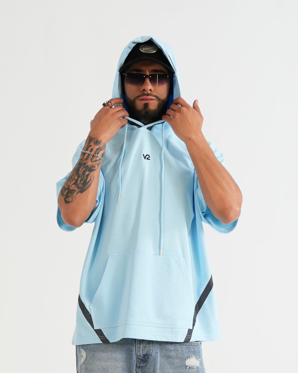 HOODIE MANGA CORTA CA016 AZUL C