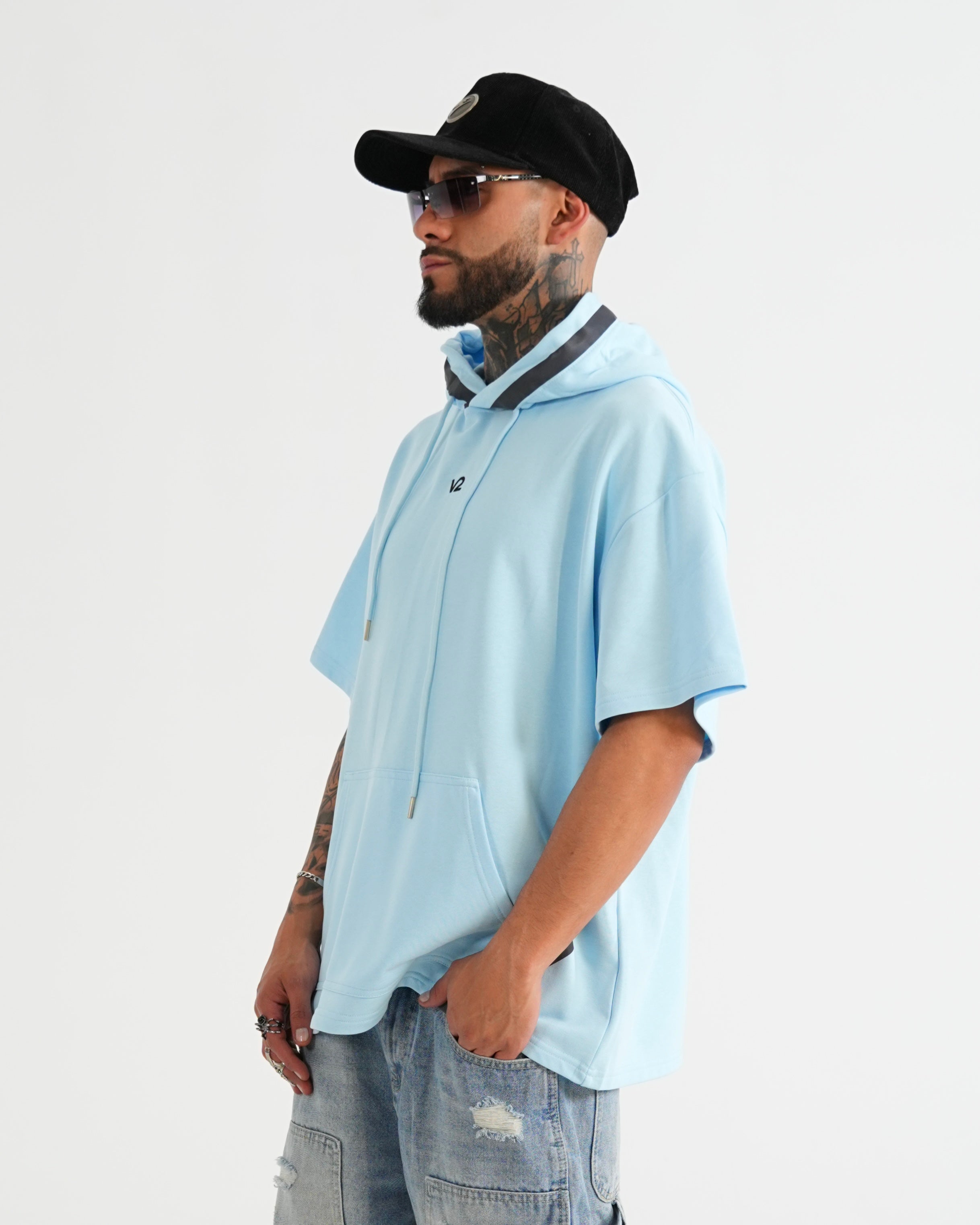 HOODIE MANGA CORTA CA016 AZUL C