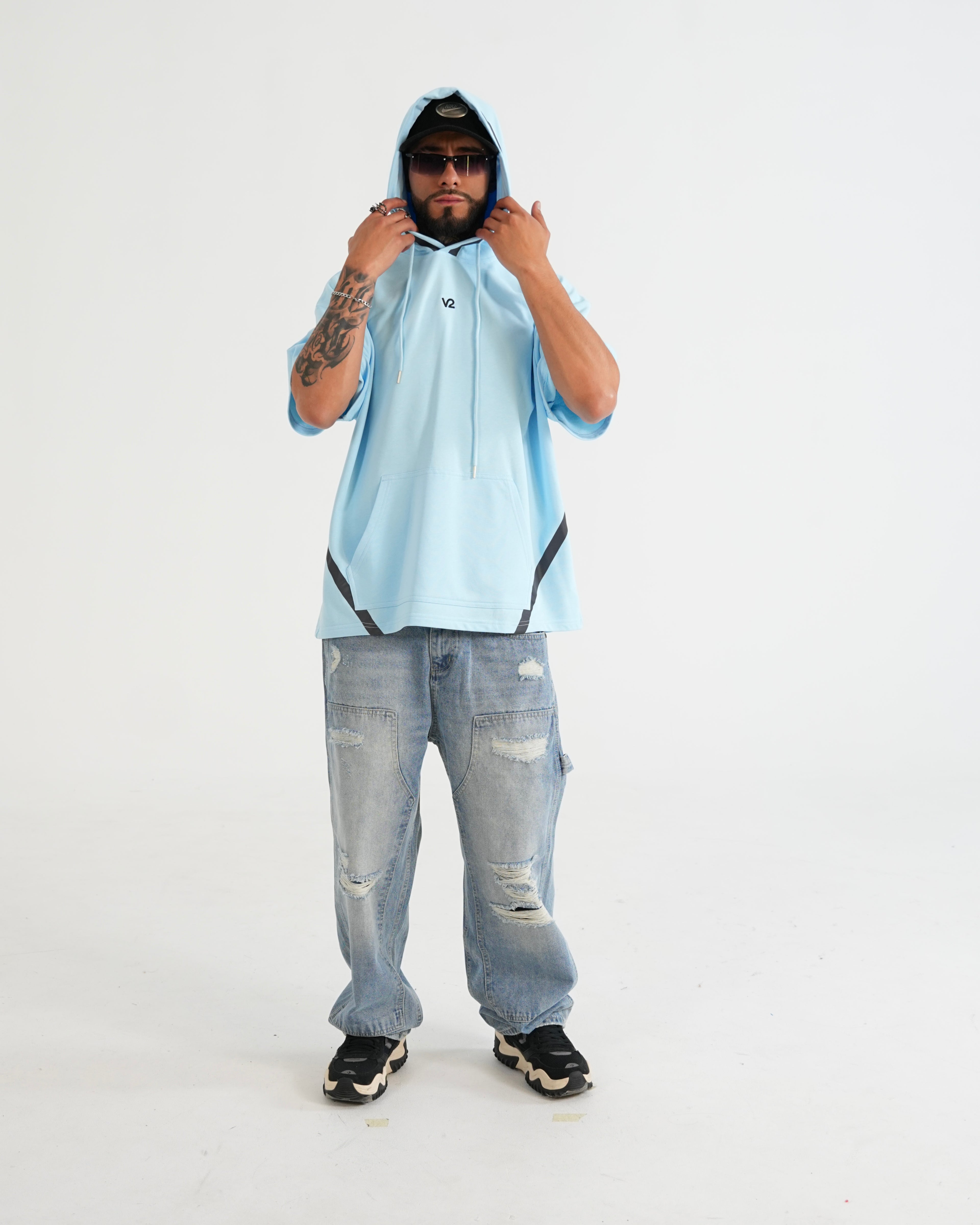 HOODIE MANGA CORTA CA016 AZUL C