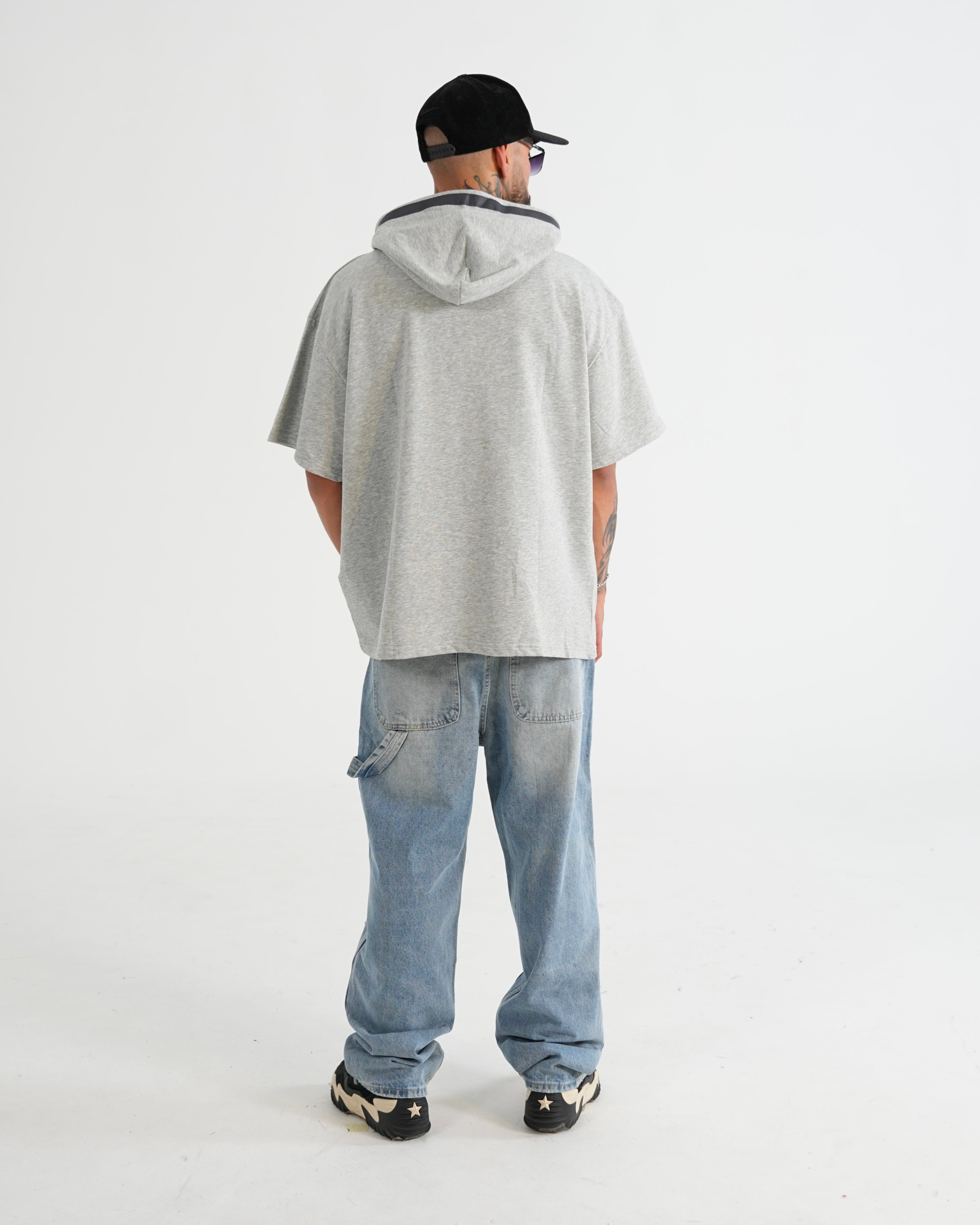 HOODIE MANGA CORTA CA016 GRIS