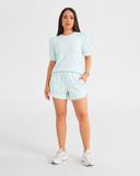 CONJUNTO AZUL DE BLUSA Y PANTALONETA PARA MUJER