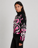 SUÉTER MSA165 NEGRO-FUXIA-PERLA