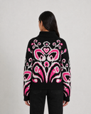 SUÉTER MSA165 NEGRO-FUXIA-PERLA