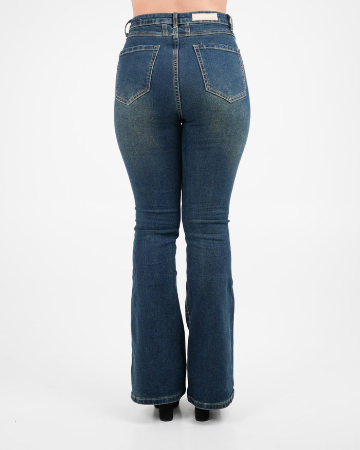 JEAN AZUL BOTA CAMPANA PARA MUJER
