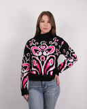 SUÉTER MSA165 NEGRO-FUXIA-PERLA