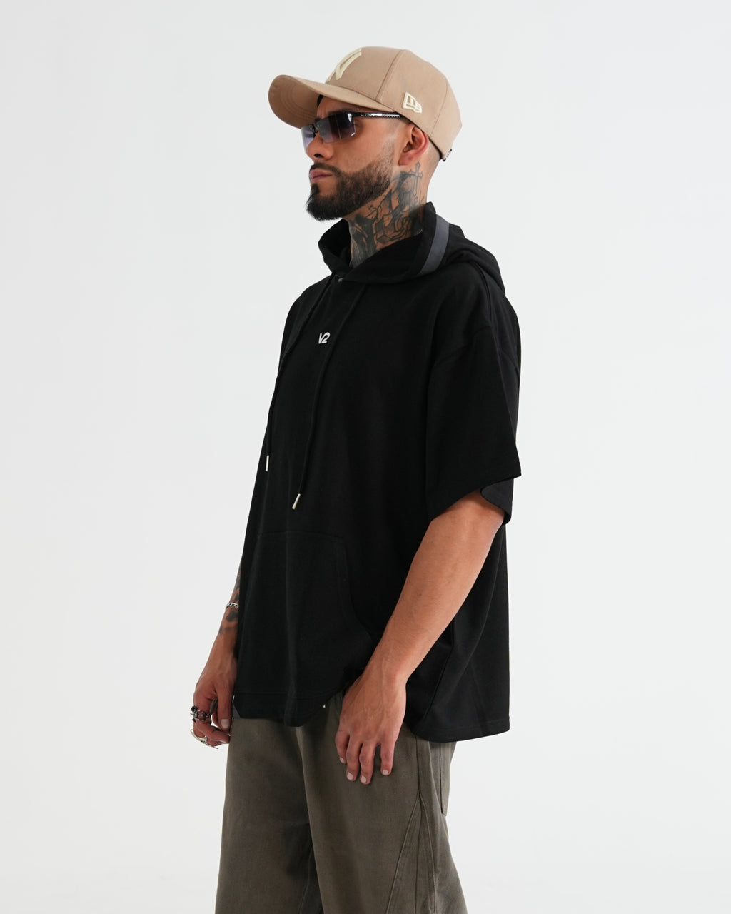 HODDIE MANGA CORTA CA016 NEGRO