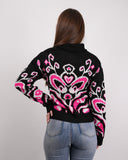SUÉTER MSA165 NEGRO-FUXIA-PERLA