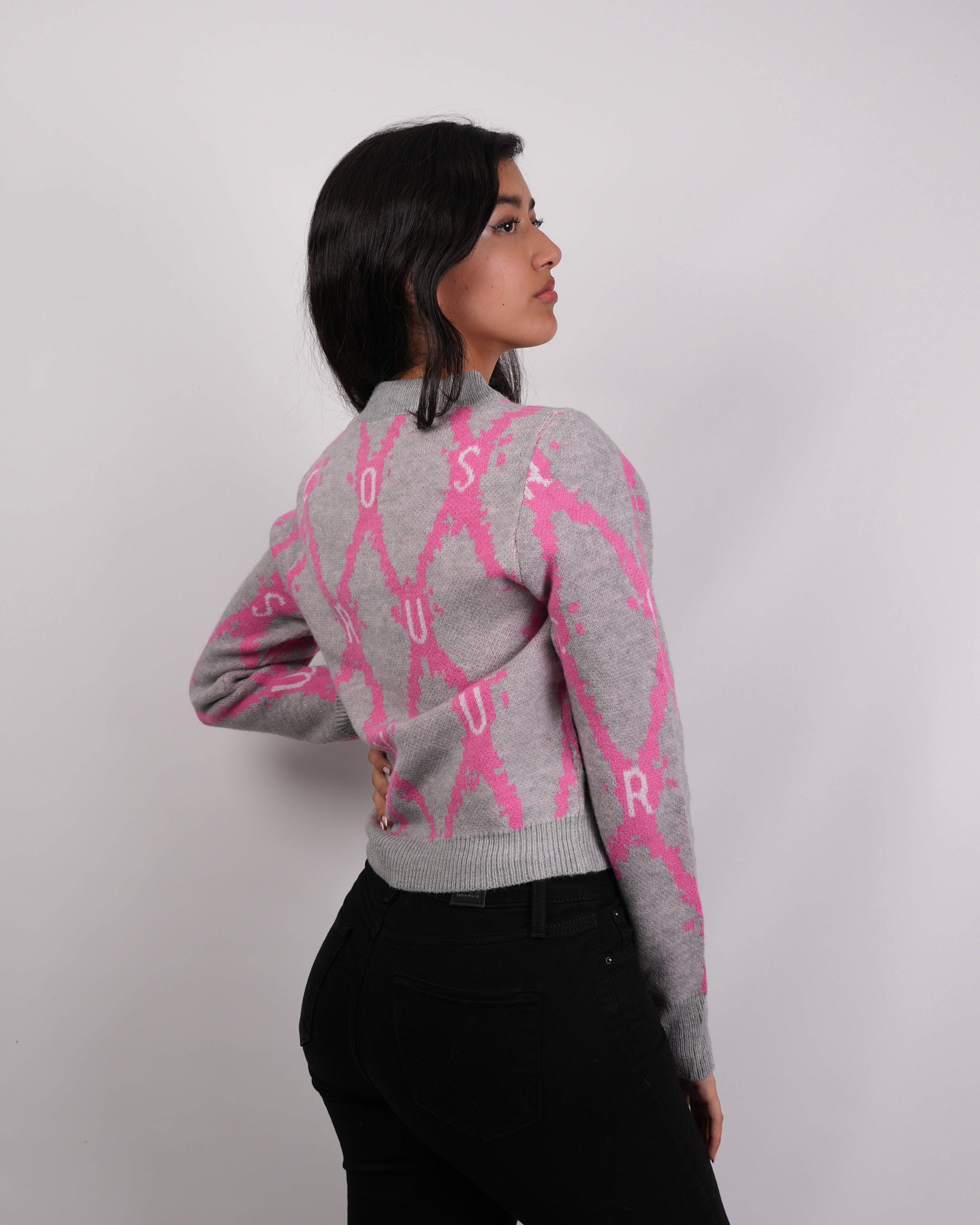 SUÉTER MSA155 GRIS-FUXIA