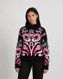 SUÉTER MSA165 NEGRO-FUXIA-PERLA